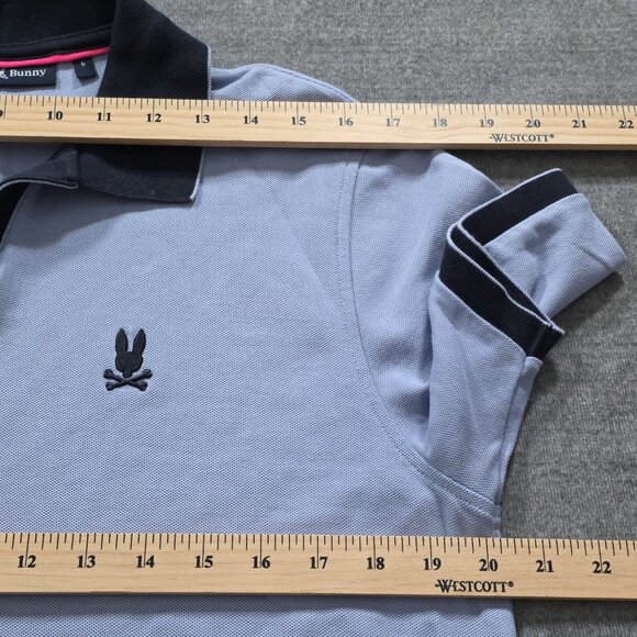 Psycho Bunny Polo Shirt Men 5 / M Lavender SS Logo Pique Edgy Preppy Cotton Bold - Picture 5 of 14